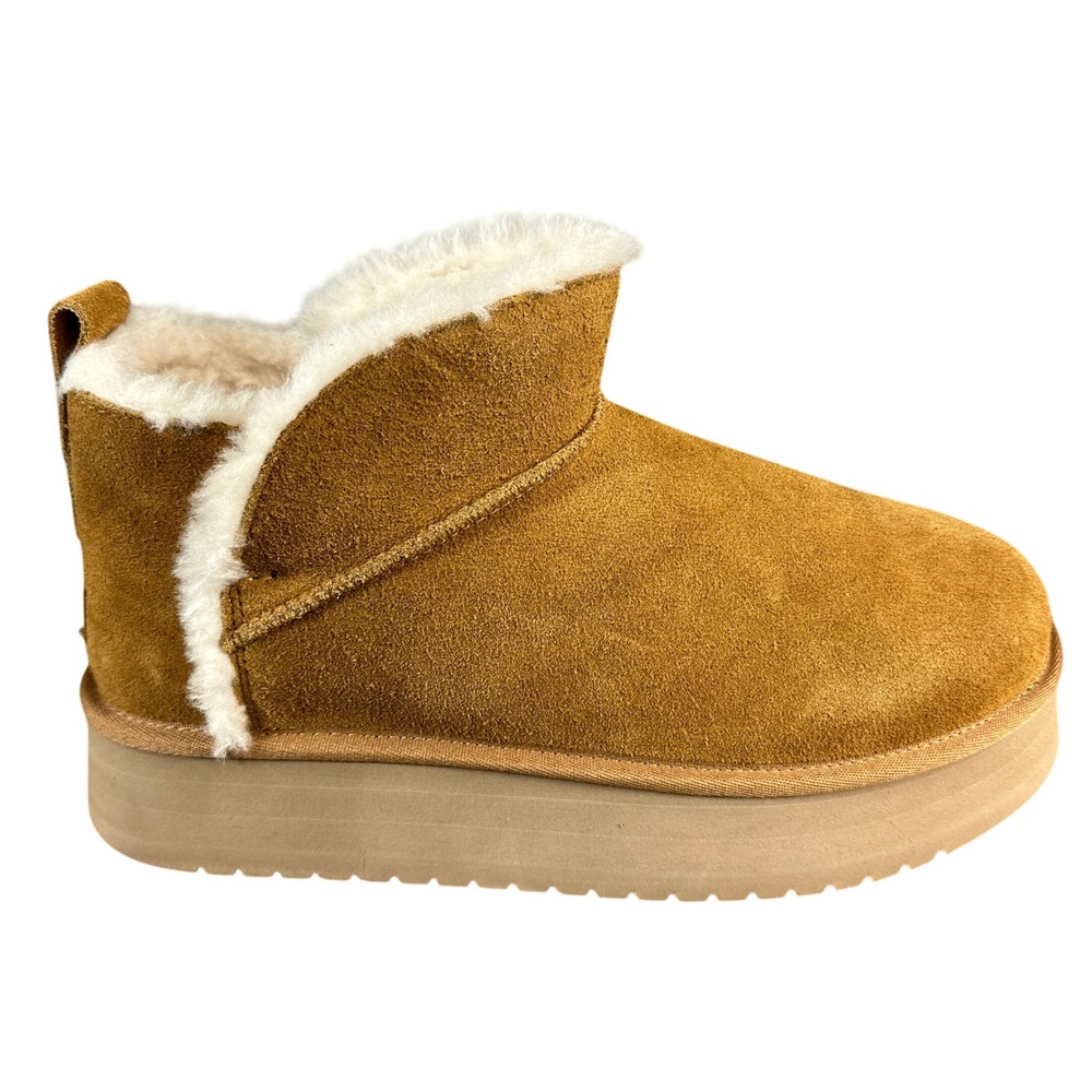 Koolaburra by UGG Womens Chestnut Suede Platform Faux Fur Ankle Boots